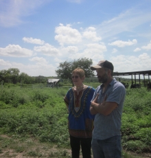 screenwriter w/mother on set of As Far As The Eye Can See